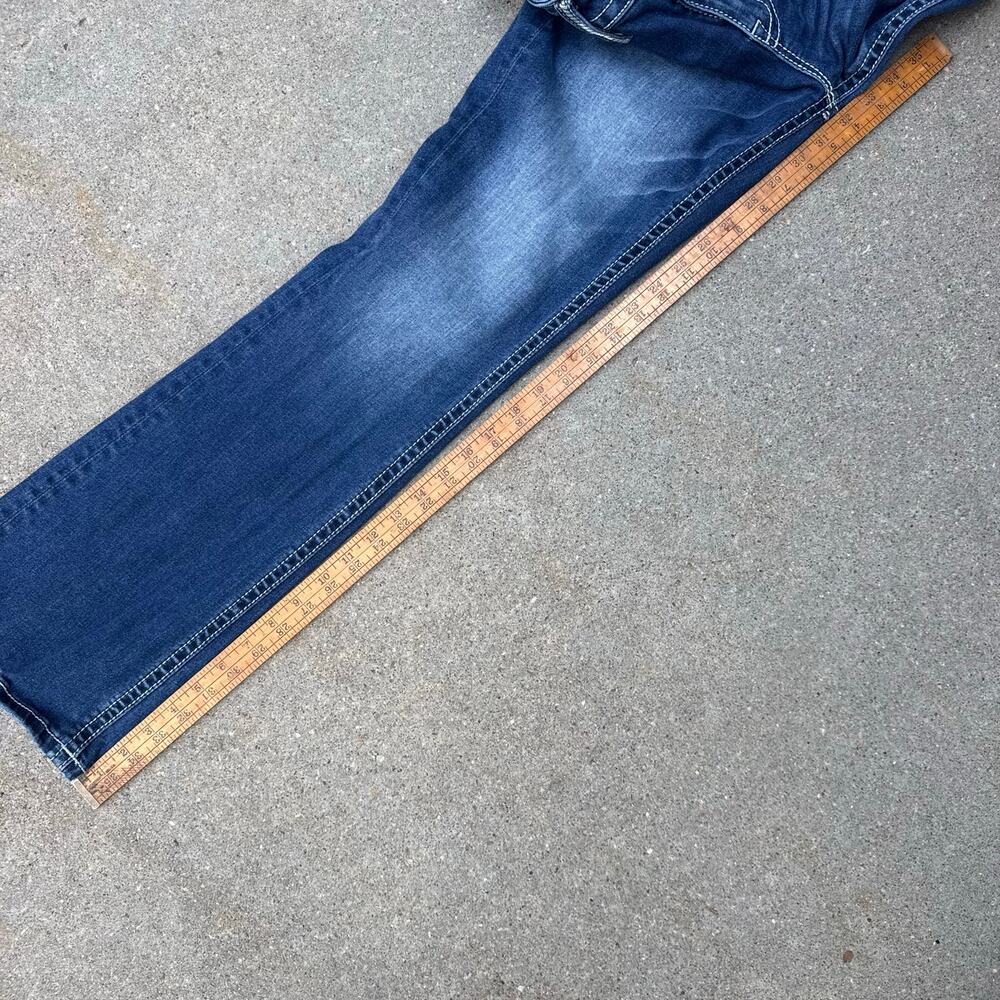 Miss Me Bling Embroidered Faux Flap Pocket Mid Rise Boot Cut Jeans 29x32 - Picture 10 of 10